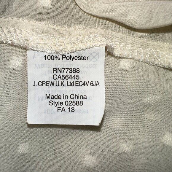 J Crew Blouse Womens Small Swiss Dot Peasant Sheer Keyhole Neck Long Sleeve Top - Picture 8 of 8
